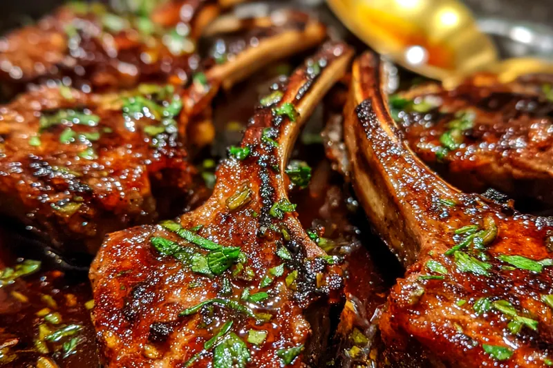 Cooking process for Herb Glazed Lamb Chops