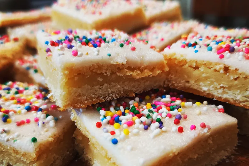 Baking process of sugar cookie bars in the oven