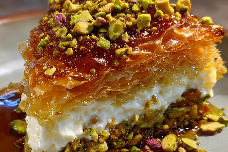 Cooking process for Honey Pistachio Layered Delight