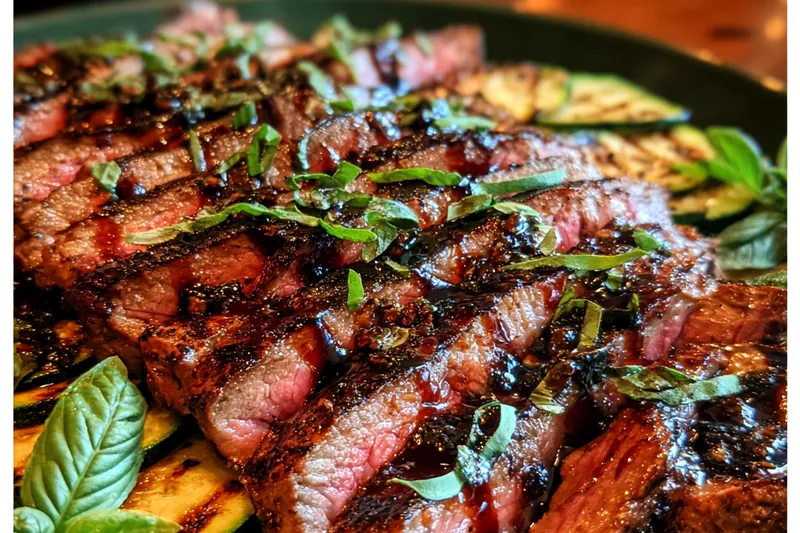 Cooking process for Juicy Balsamic Grilled Steak