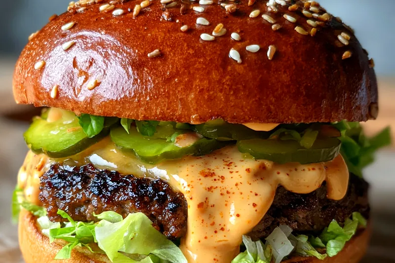 Fresh ingredients for Juicy Grilled Beef Burger