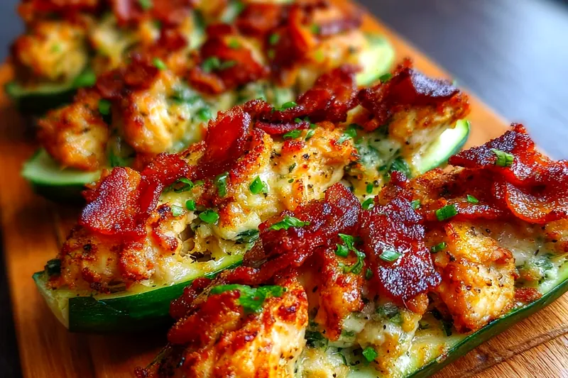 Hands scooping seeds from halved cucumbers with a spoon, creating neat cucumber boat shells on a cutting board