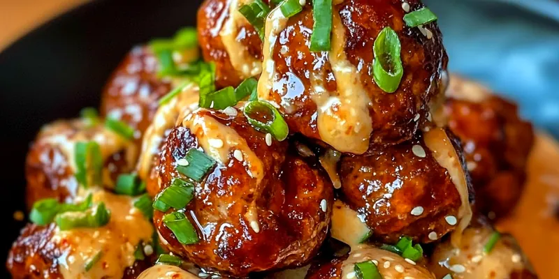 Korean BBQ Meatballs with Spicy Mayo Dip