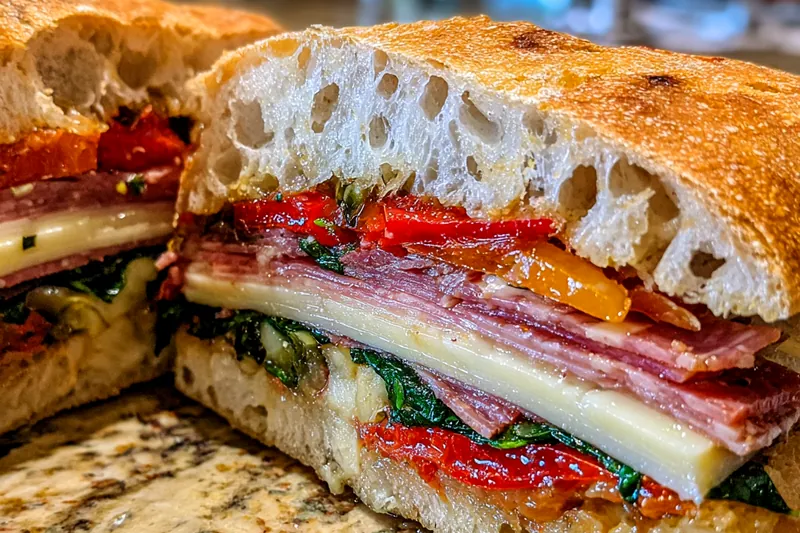 Cooking process for Layered Italian Picnic Sandwich