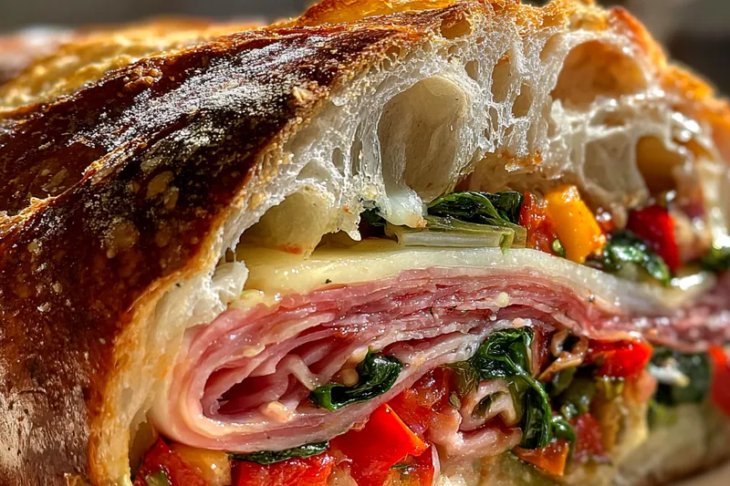 Fresh ingredients for Layered Italian Picnic Sandwich