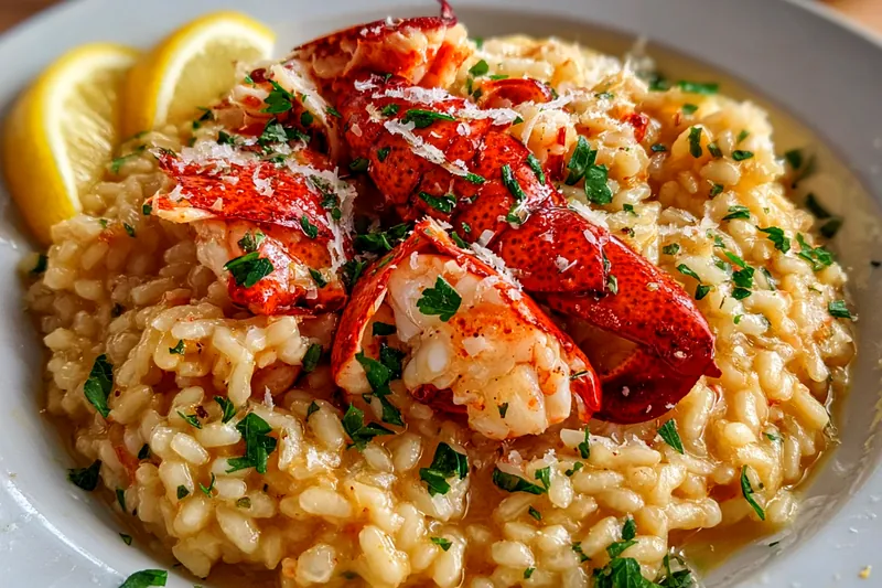 Creamy arborio rice being stirred in a pan with ladle of stock being added, showing the proper risotto cooking technique