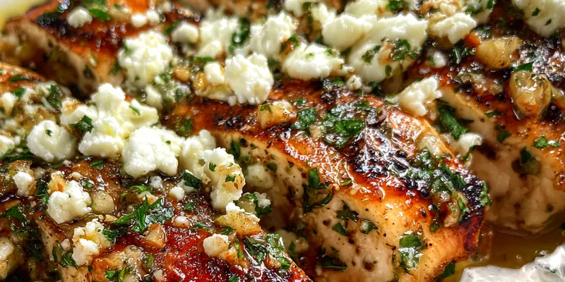 Lemon Herb Feta Chicken Skillet with Golden Seared Breast