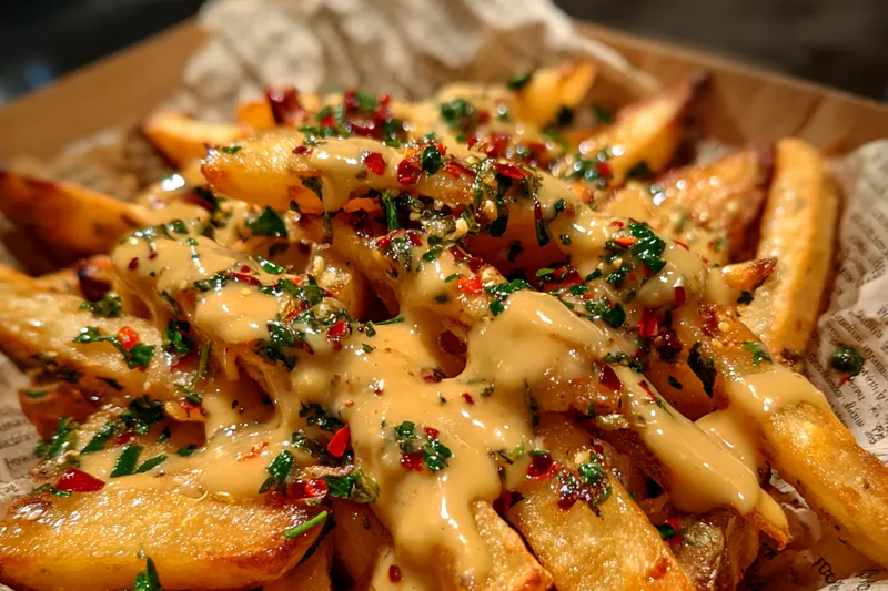 Fresh ingredients for Loaded Cheese Fries with Sauce