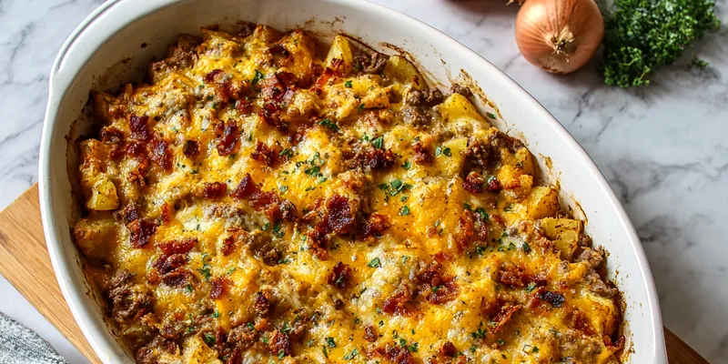 Loaded Steak Potato Bake with Cheddar and Bacon
