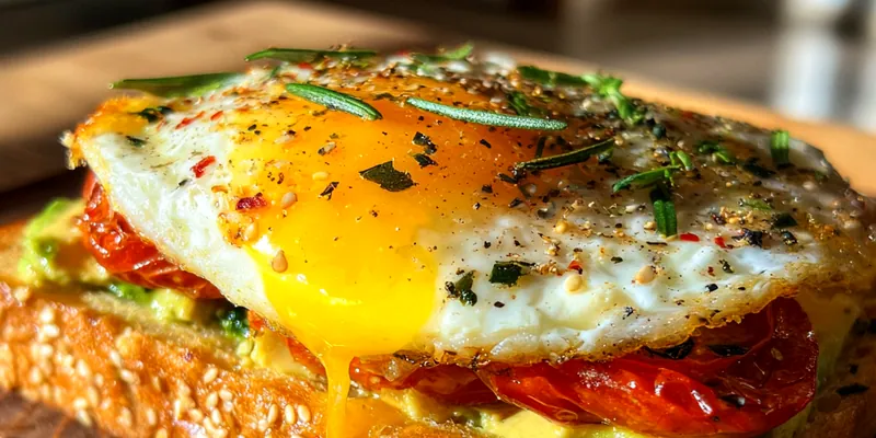 Loaded Veggie Breakfast Toast with Sunny Egg
