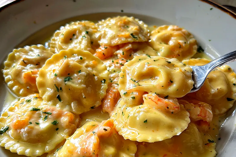 Cooking process for Lobster Ravioli Lemon Butter