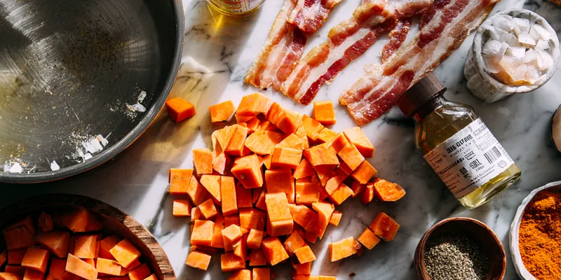 Maple Bacon Roasted Sweet Potatoes