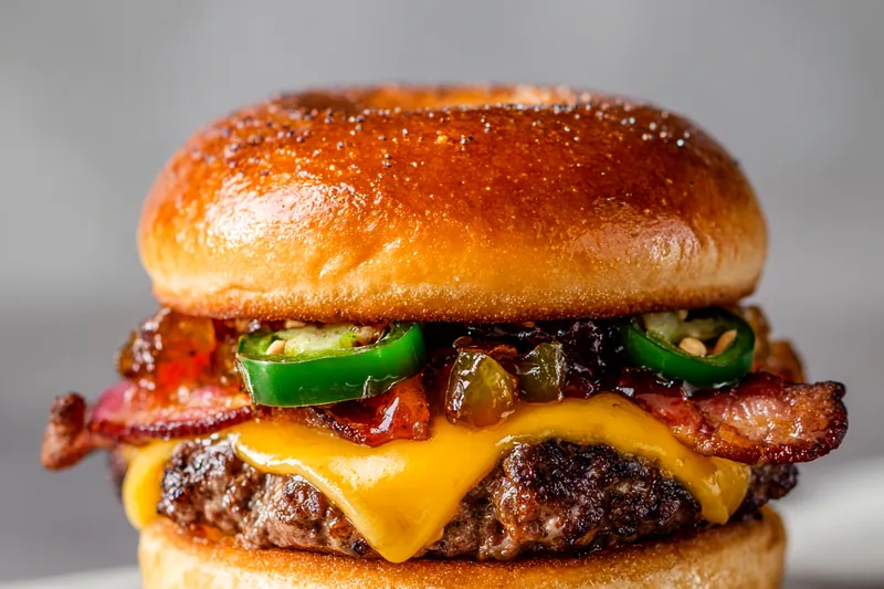 Cooking the patties for the donut burger