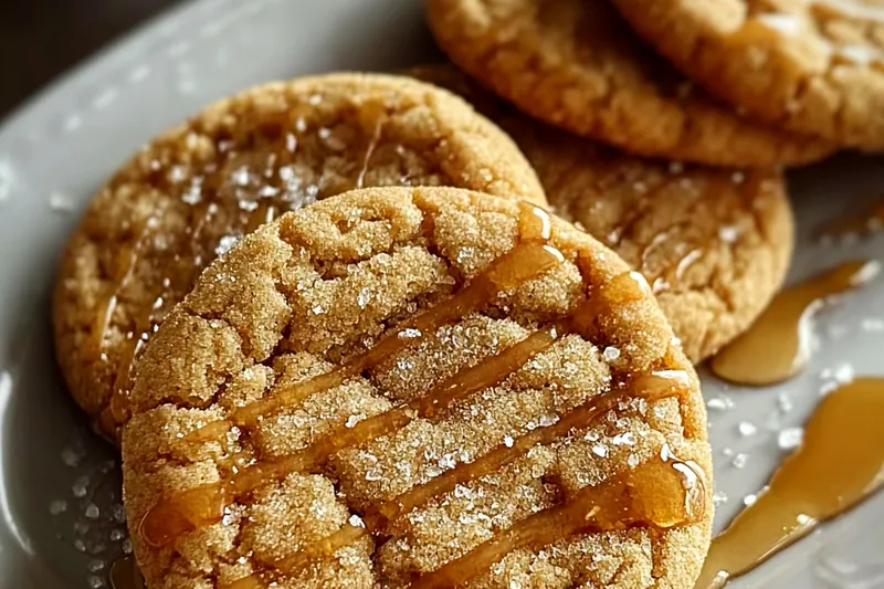 Baking ingredients for maple brown sugar cookies including flour, brown sugar, maple syrup, butter, eggs, and warm spices arranged on a marble countertop
