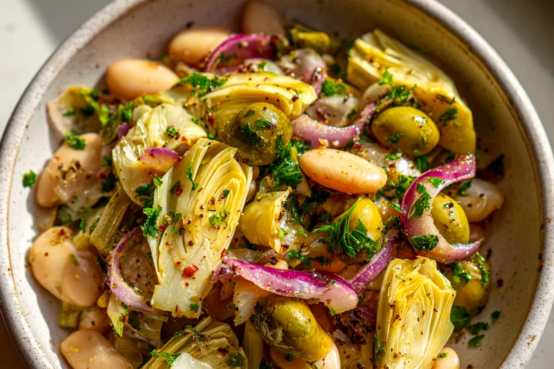 Cooking process for Mediterranean Bean Salad