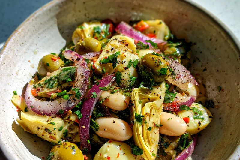 Fresh ingredients for Mediterranean Bean Salad