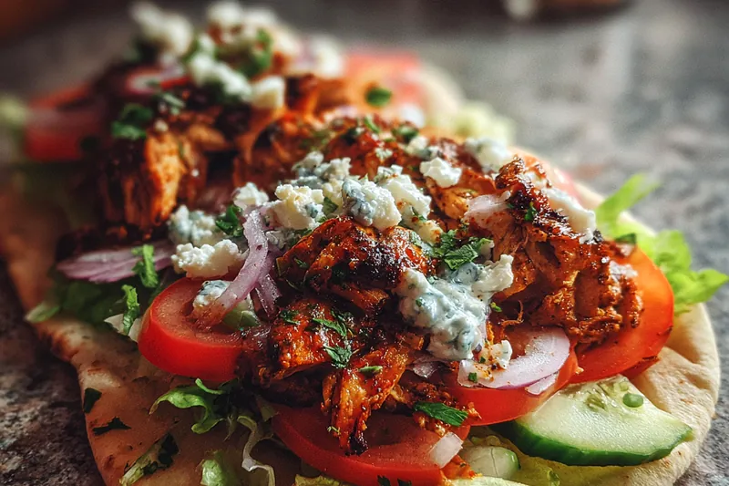 Marinated chicken thighs cooking in a cast iron skillet, showing golden-brown color and herb-crusted surface with aromatic steam rising
