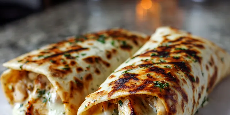 Melty Garlic Chicken Wraps with Cheese