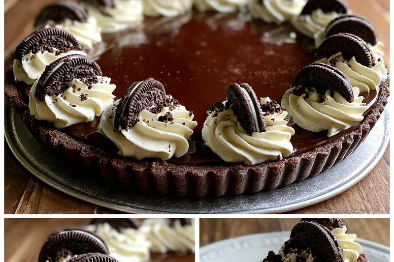 A variety of fresh ingredients including Mint Oreo cookies, cream cheese, and chocolate pudding for Mint Oreo Chocolate Delight.