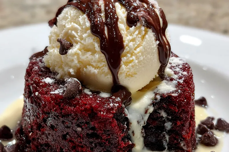 Cooking process for Molten Red Velvet Cake