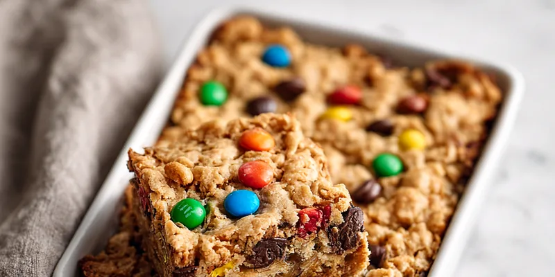 Monster Cookie Bar Squares