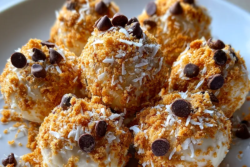 The process of rolling the dessert balls, showcasing their creamy texture.