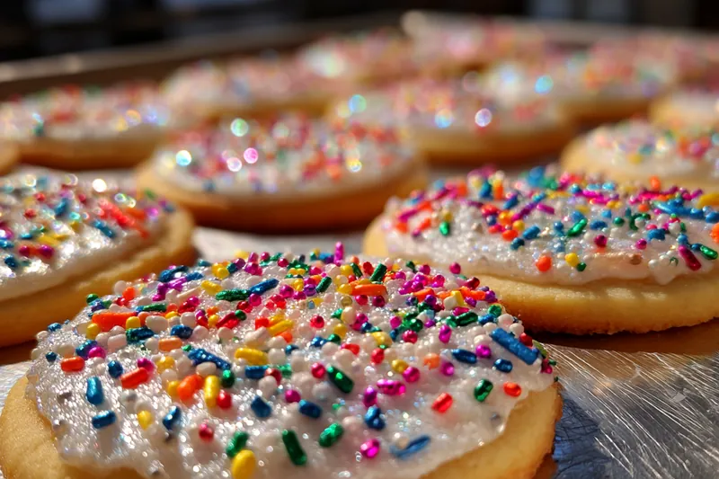 Colorful ingredients for baking sugar cookies