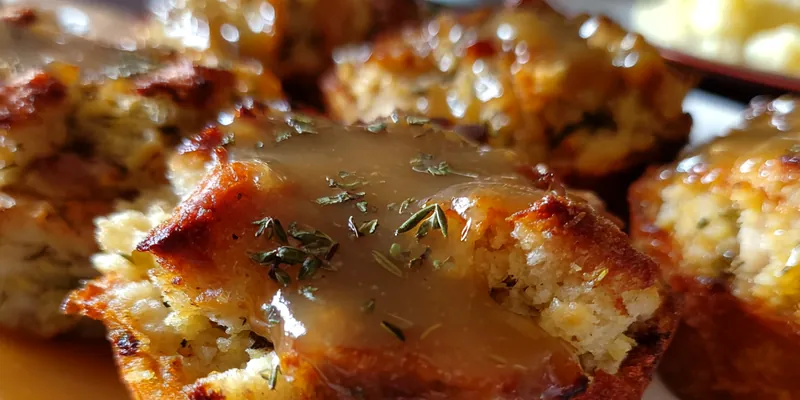 Muffin Tin Turkey &amp; Stuffing Cups With Gravy