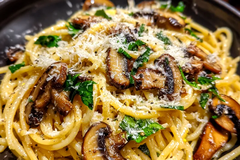 Fresh ingredients for Mushroom Gruyere Cream Pasta