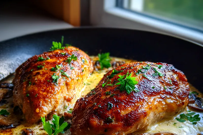 Cooking process for Mushroom Stuffed Chicken