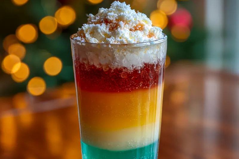 An assortment of colorful ingredients for making Festive Northern Lights Punch arranged on a table.