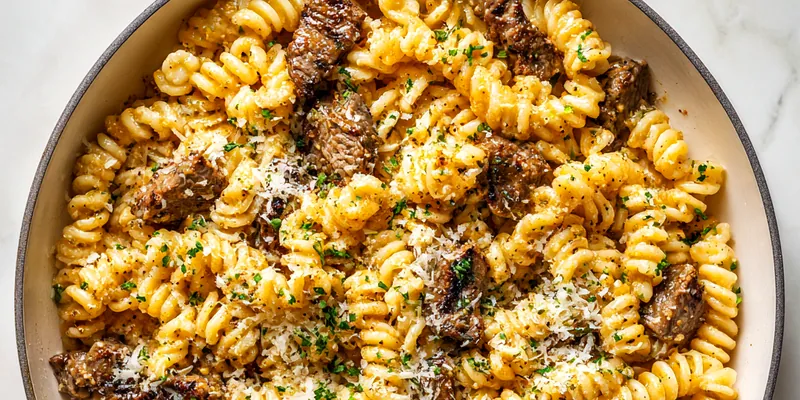 One-pot Spicy Garlic Butter Parmesan Steak Pasta