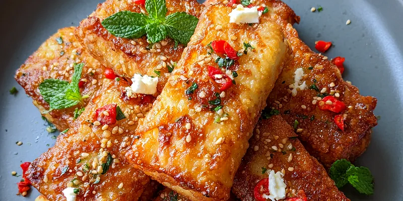 Crispy Feta Rolls with Honey