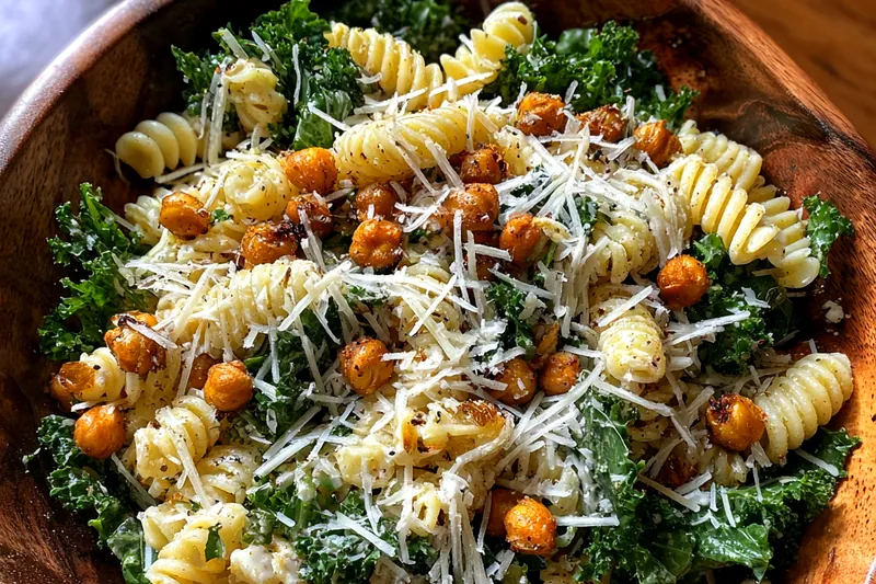 A chef stirring the creamy sauce in a skillet, preparing Creamy Pasta Caesar Delight.