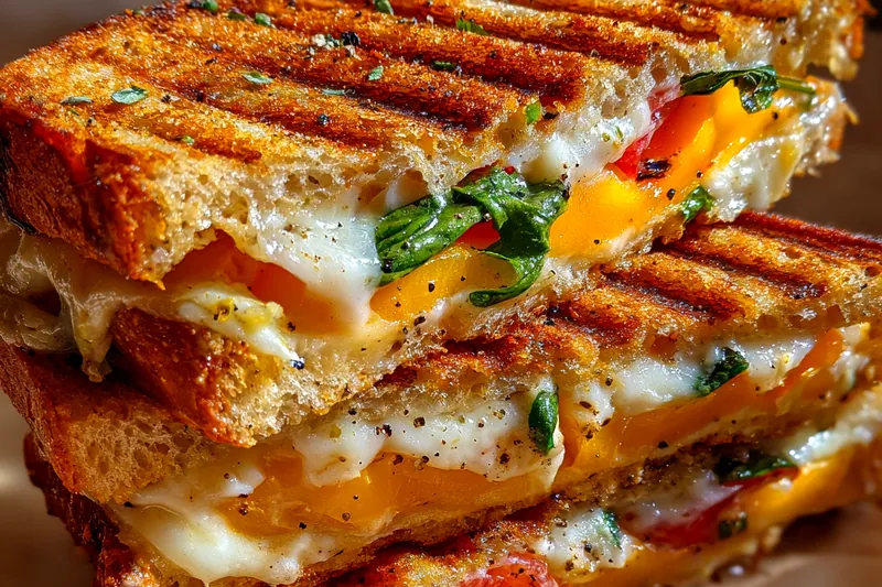 Fresh ingredients for Peach Basil Grilled Cheese