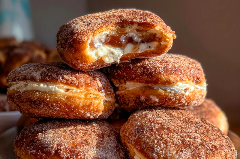 Cooking process for Peach Cheesecake Donuts Delight