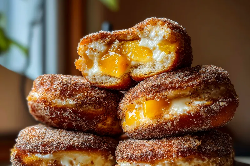 Fresh ingredients for Peach Cheesecake Donuts Delight