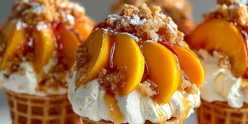 Peach Cobbler Cheesecake Cones