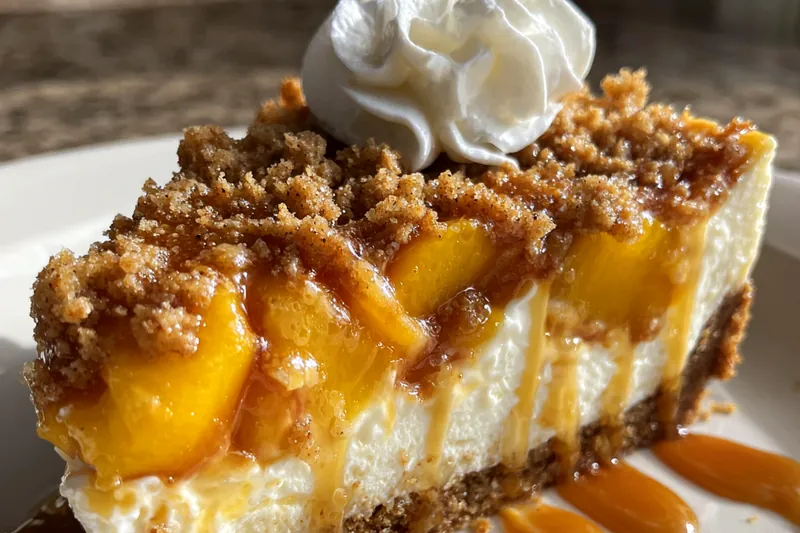 Cooking process for Peach Cobbler Cheesecake Delight