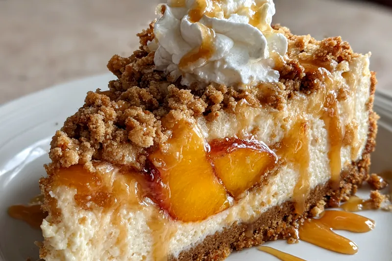 Fresh ingredients for Peach Cobbler Cheesecake Delight