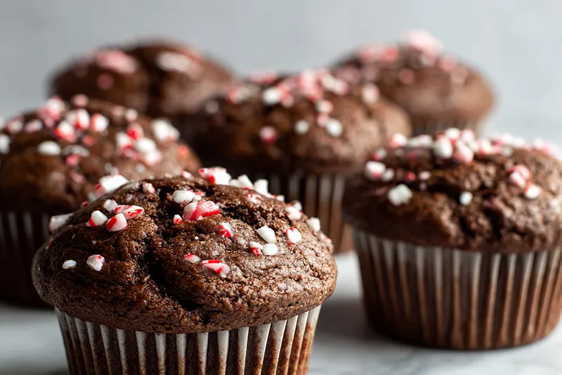 Baking muffins in the oven, golden brown and rising perfectly