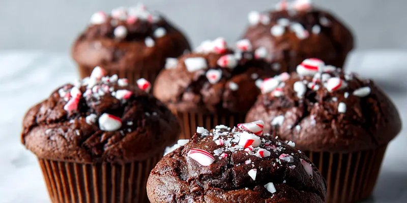 Decadent Peppermint Hot Chocolate Muffins