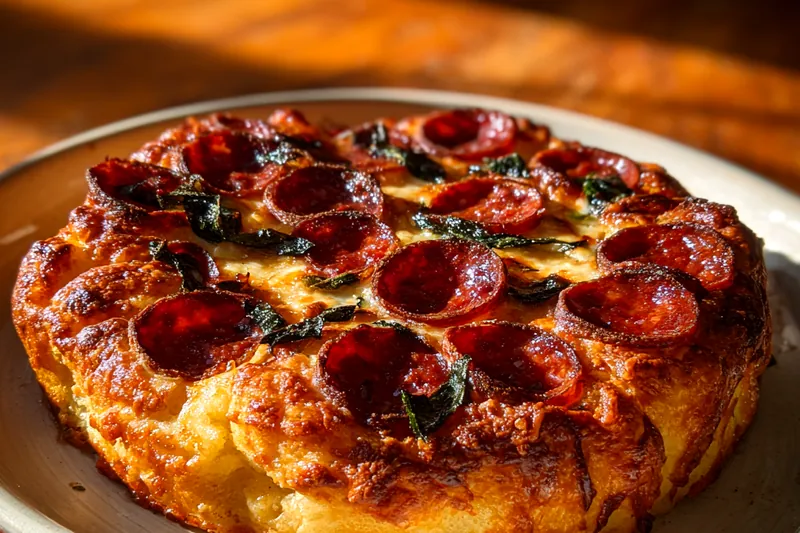 Fresh ingredients for Pepperoni Stuffed Crust Pizza