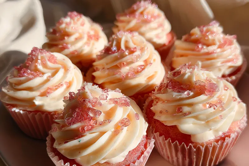 Cooking process for Pink Velvet Cupcakes with Buttercream