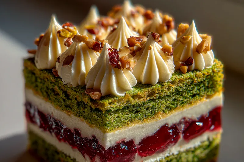 Fresh ingredients for Pistachio Raspberry Cake
