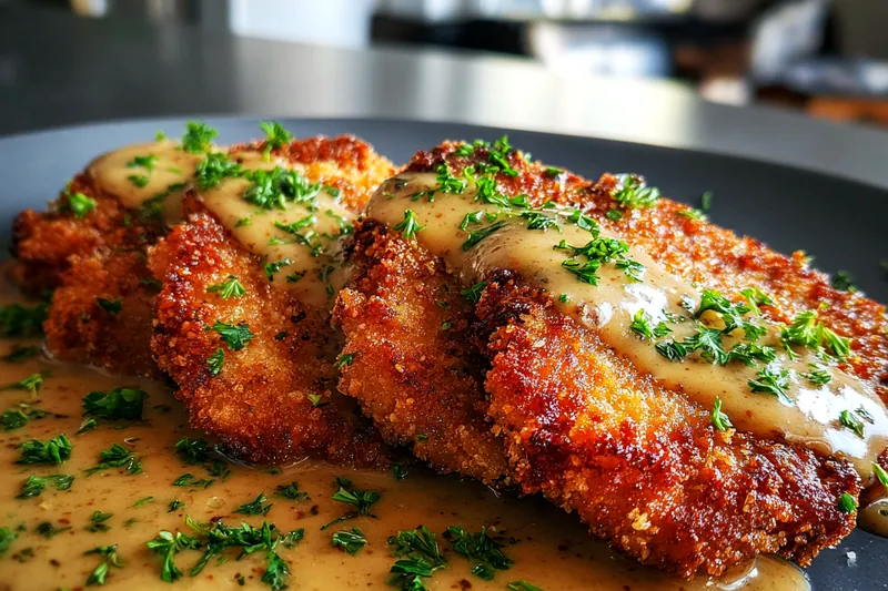 A vibrant display of fresh ingredients for Crispy Pork Schnitzel Delight, including pork, eggs, and breadcrumbs.