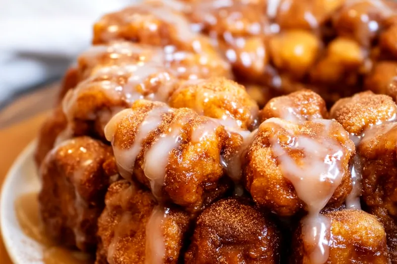 Pumpkin spice monkey bread ingredients including flour, pumpkin puree, warm spices, butter, and yeast arranged on a rustic wooden surface