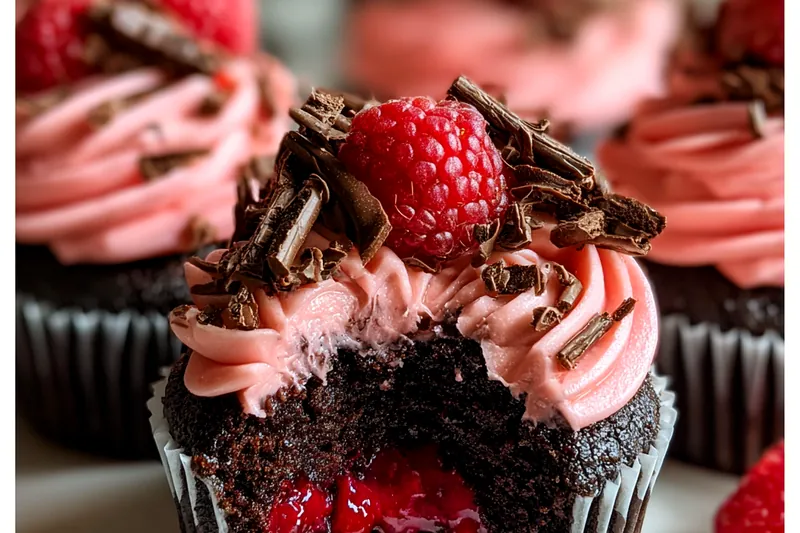 Fresh ingredients for Raspberry Chocolate Lava Cupcake