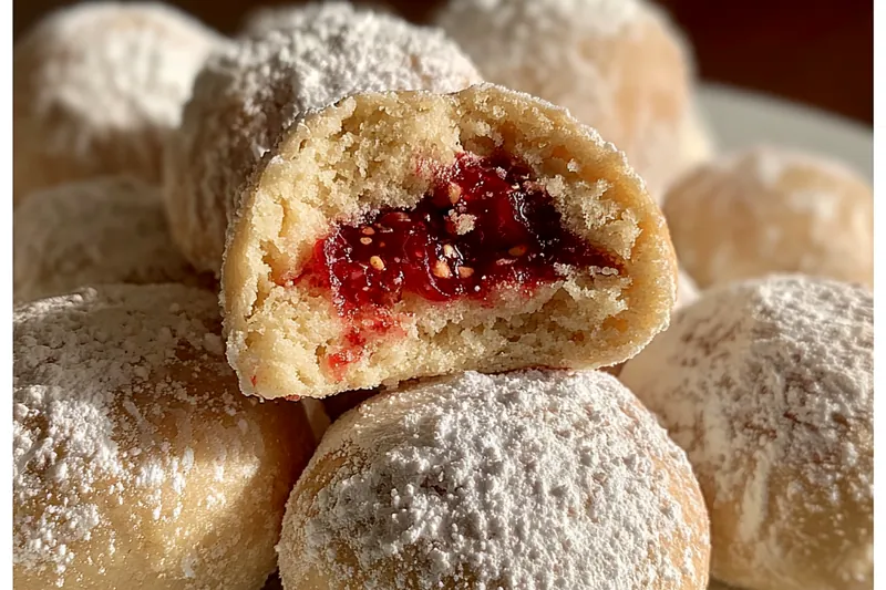 Cooking process for Raspberry Snowball Cookies