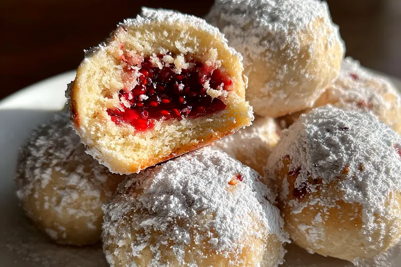 Fresh ingredients for Raspberry Snowball Cookies